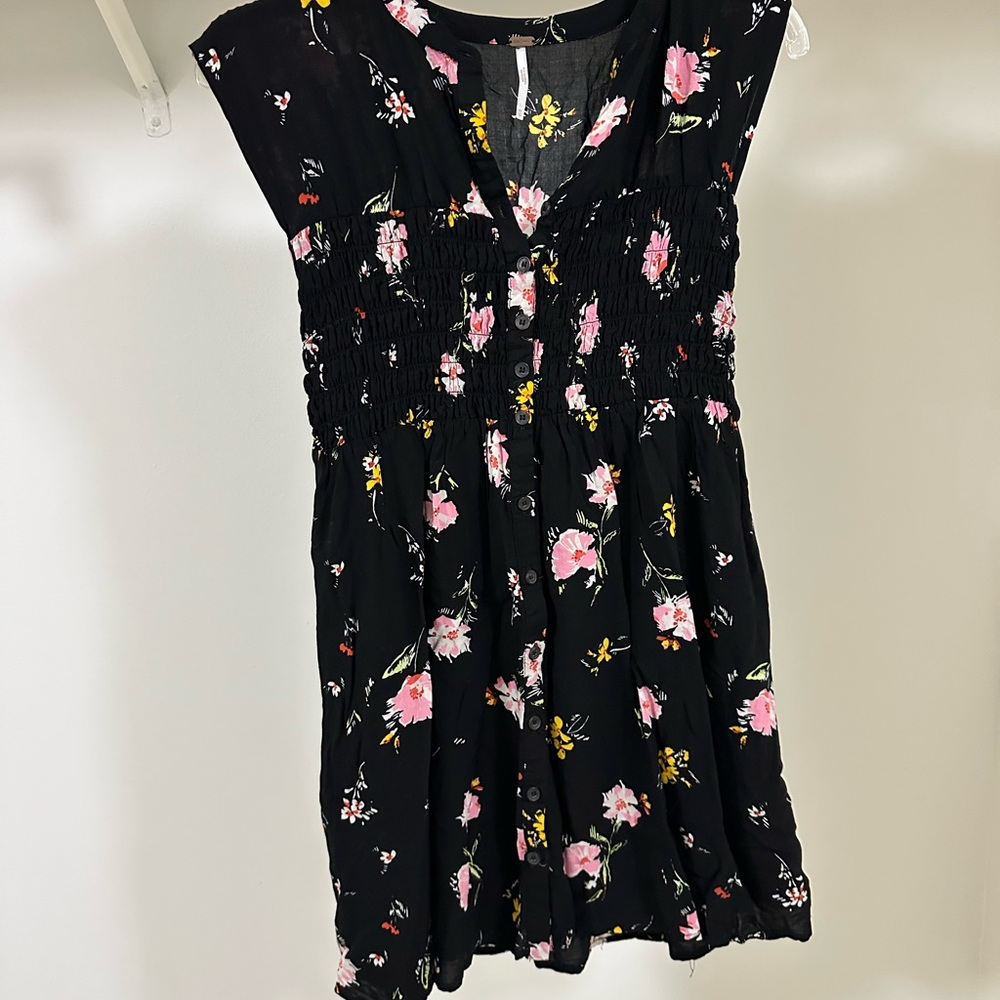 Zara Black Floral Button-Down Dress
